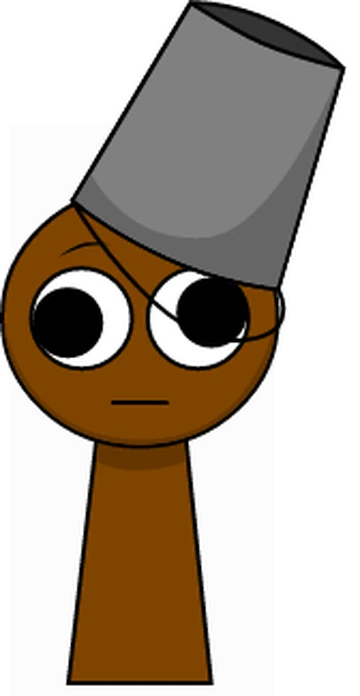 Brud - a charming cartoon character with a bucket on their head and an eye patch